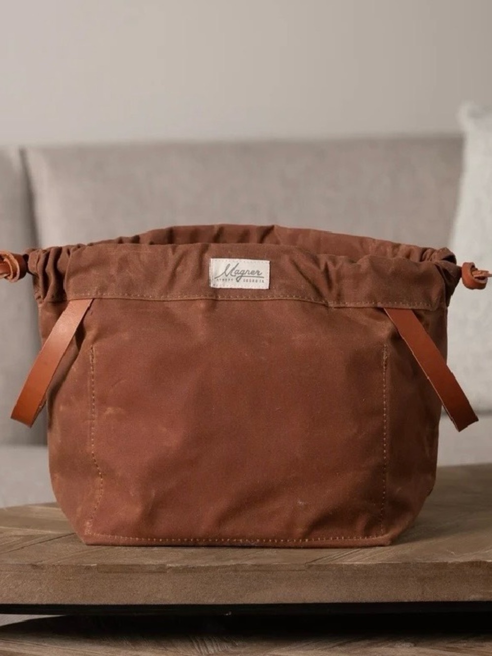 Magner Knitty Gritty Original Waxed Canvas Knitting Project Bag Brown
